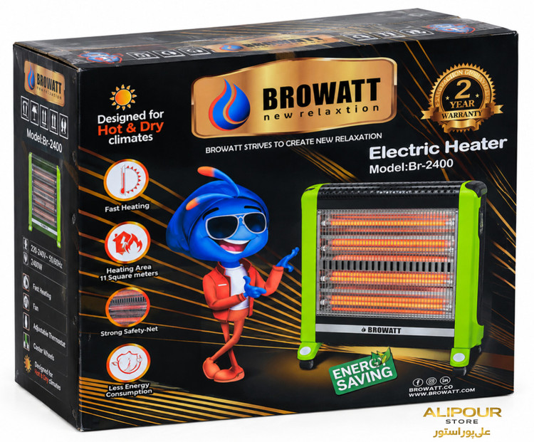 بخاری برقی بروات BR-2400 توان ۲۴۰۰ وات مشخصات فنی